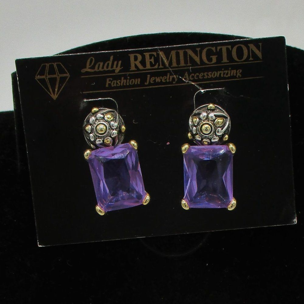 𝅺Vintage Lady Remington Purple Crystal Earrings